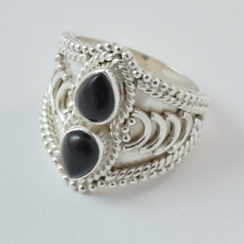 925 Sterling Silver Black Onyx Gemstone Ring